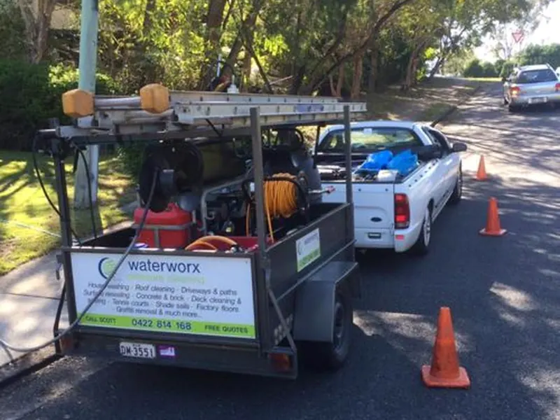 Waterworx pressure cleaning vehicle and professional equipment ready for a Brisbane job