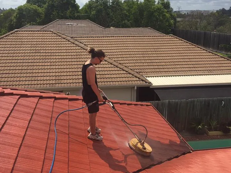 Clean roof tiles after pressure cleaning