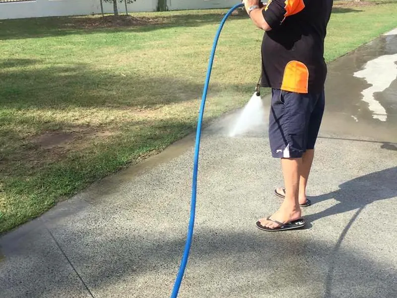 Front path being pressure cleaned